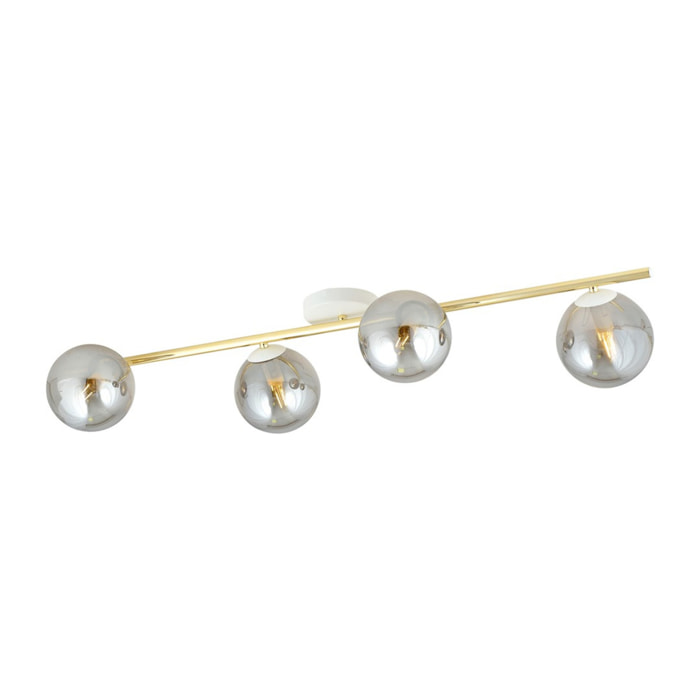 Lampada a sospensione SPLENDI in acciaio bianco e oro con vetro grafite