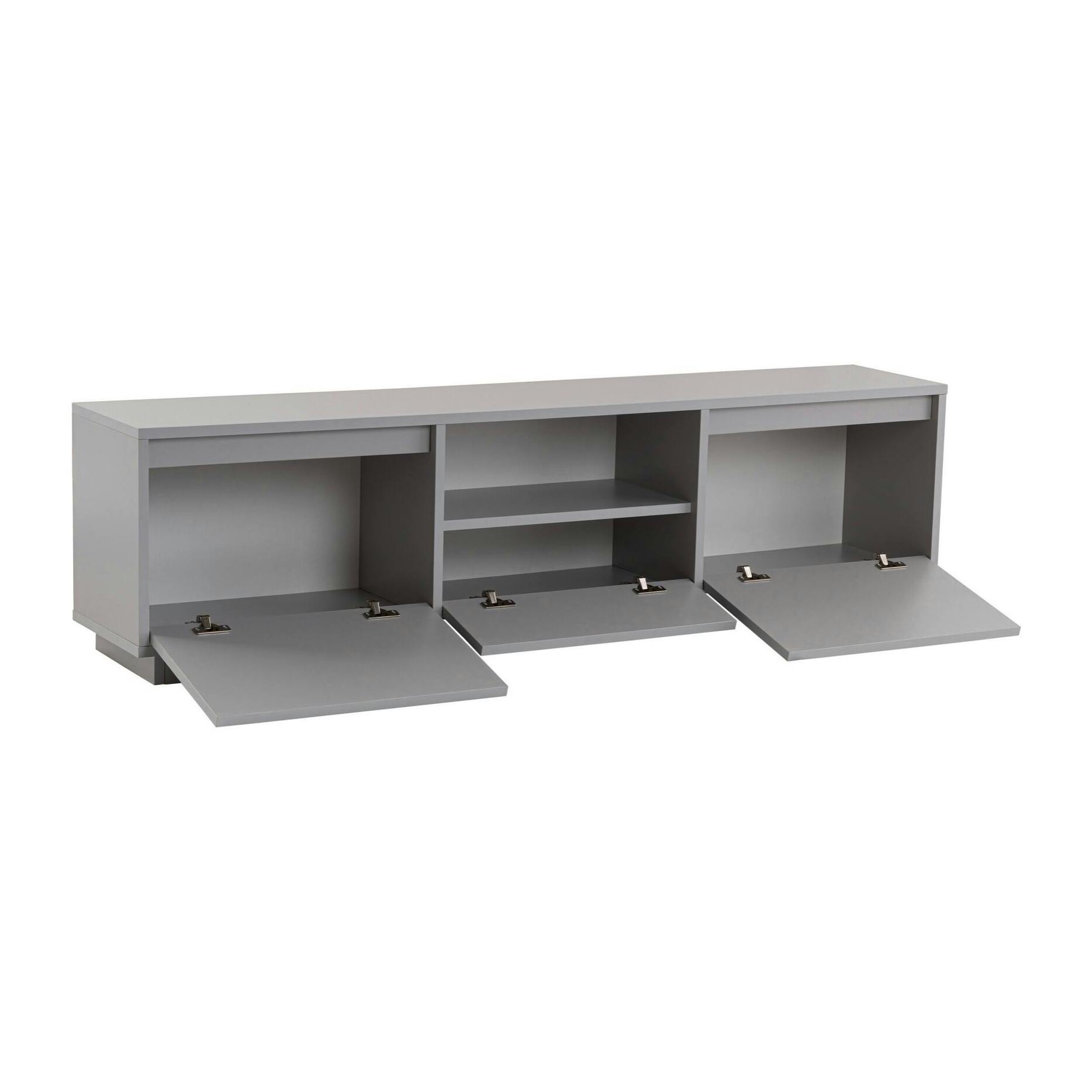 Meuble TV avec rangement - gris effet laque MARFA