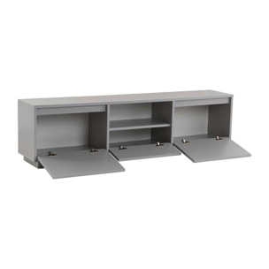 Meuble TV avec rangement - gris effet laque MARFA