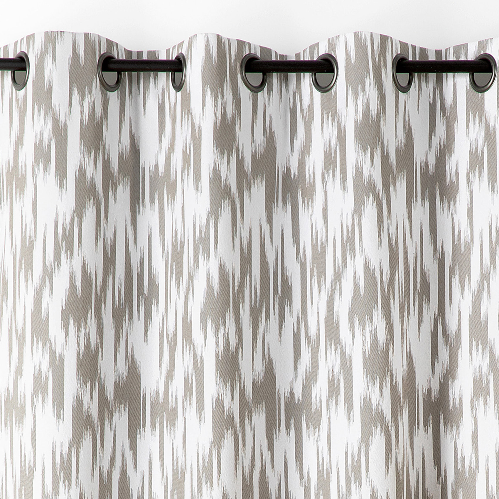 Rideau jacquard motif ikat en fils upcyclés - Taupe