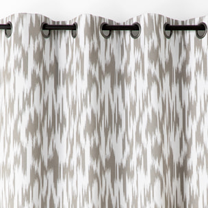 Rideau jacquard motif ikat en fils upcyclés - Taupe
