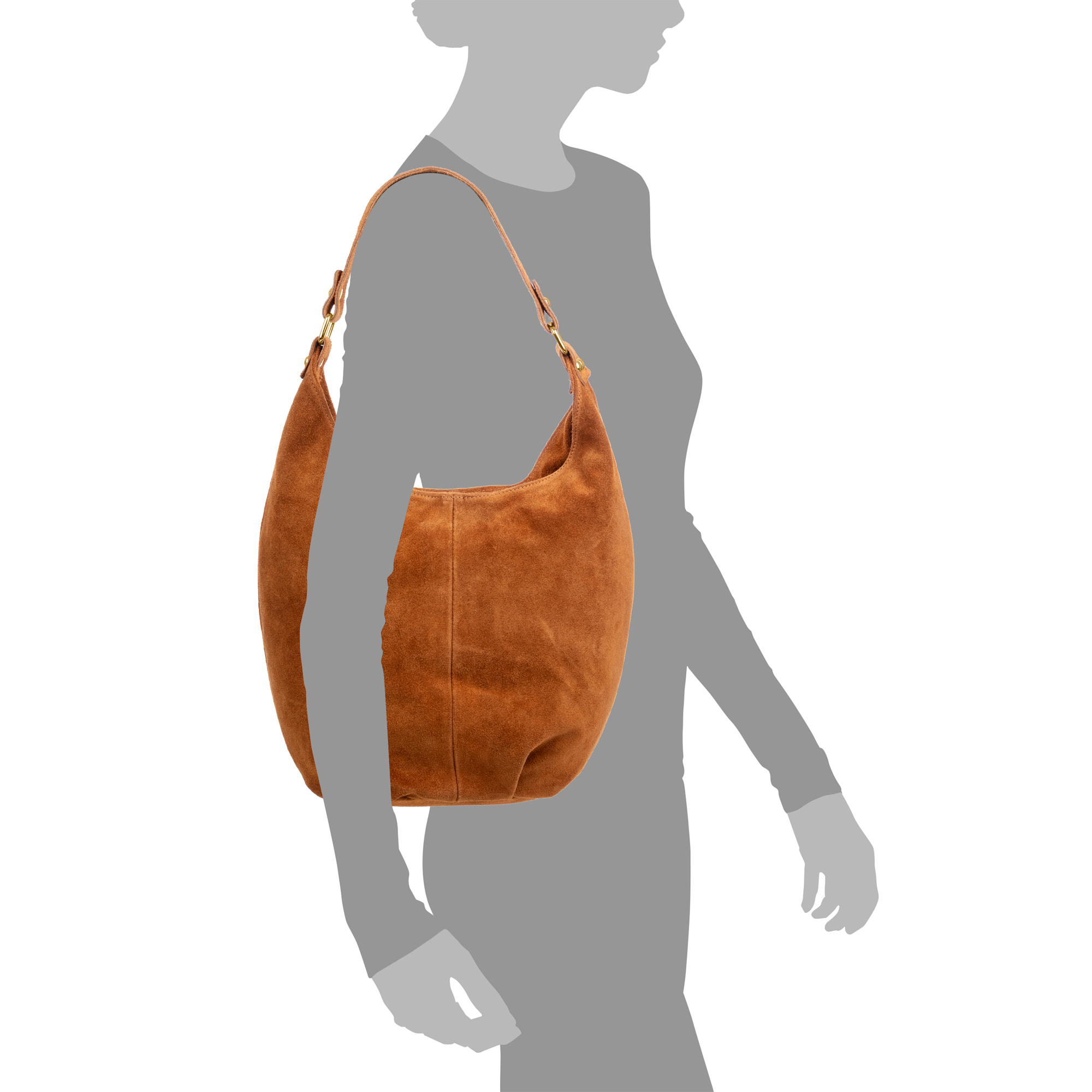 Basiano Bolso de hombro Mujer. Piel auténtica Gamuza