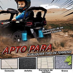 Coche Eléctrico para Niños 12V, Coche de Batería UTV con 2 Motores, Control Remoto 2,4G, 3-5 km/h, Suspensión Trasera, Faros, Música, para Niños de 3-5 Años, Negro