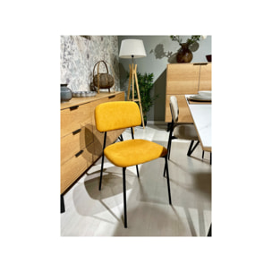 Chaise de repas en tissu doux avec 4 pieds en métal noir - MIRA