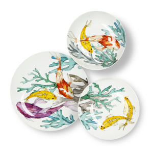 Service 18 assiettes Excelsa Hokkaido, porcelaine, multicolore