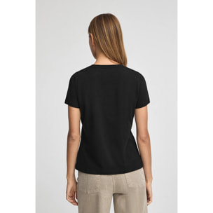 Camiseta negra de manga corta con brillantes Polo Club