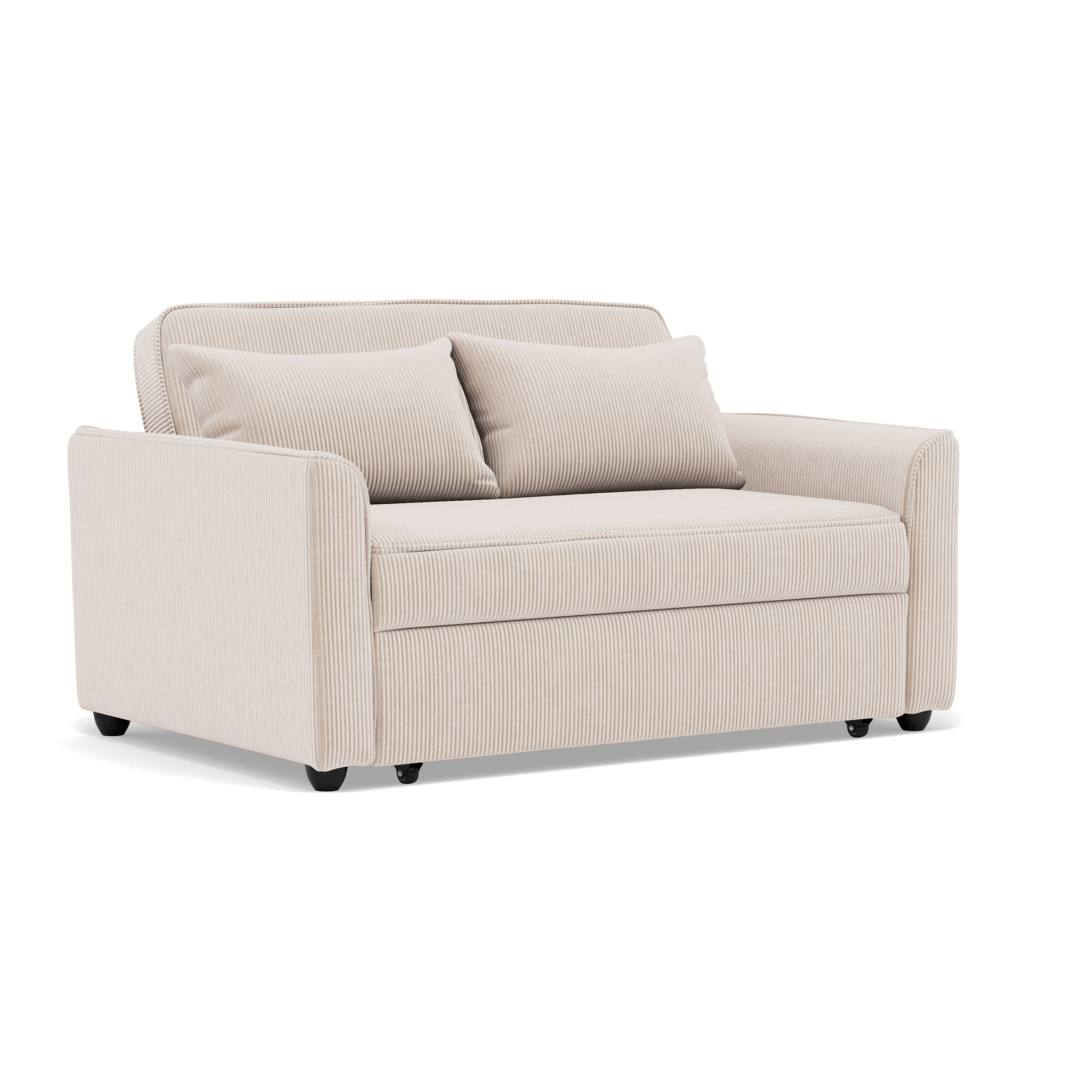 Ernest - Canapé droit 2 places convertible en velours côtelé - Beige