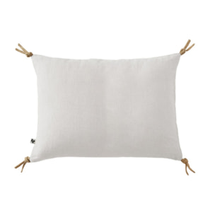 Coussin 40 x 60 cm en lin lavé avec 4 nouettes en jute - SOLINE