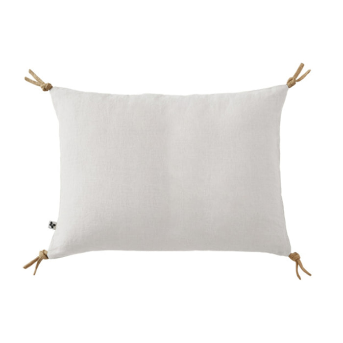 Coussin 40 x 60 cm en lin lavé avec 4 nouettes en jute - SOLINE