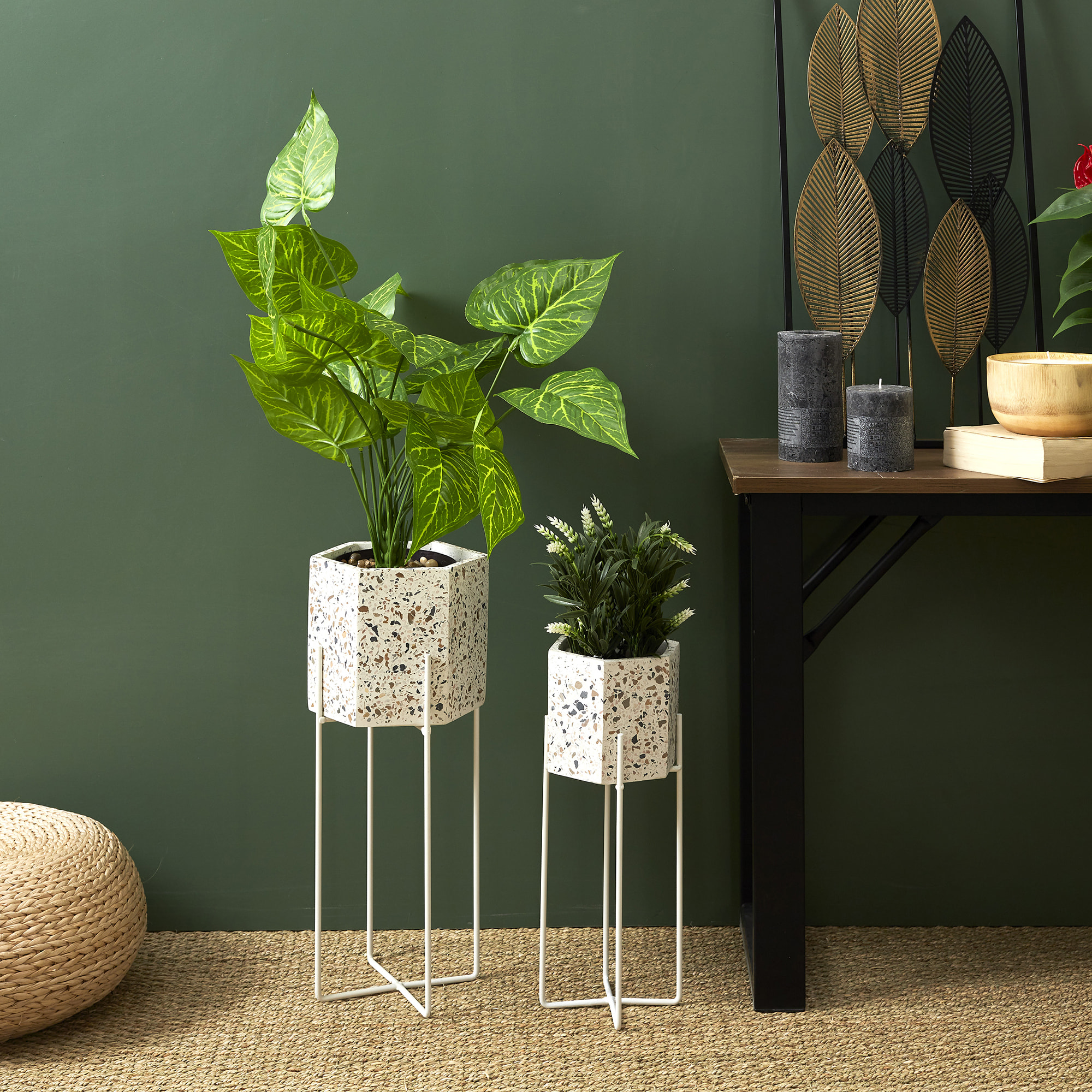 Lot De 2 Pot De Fleur Terrazzo