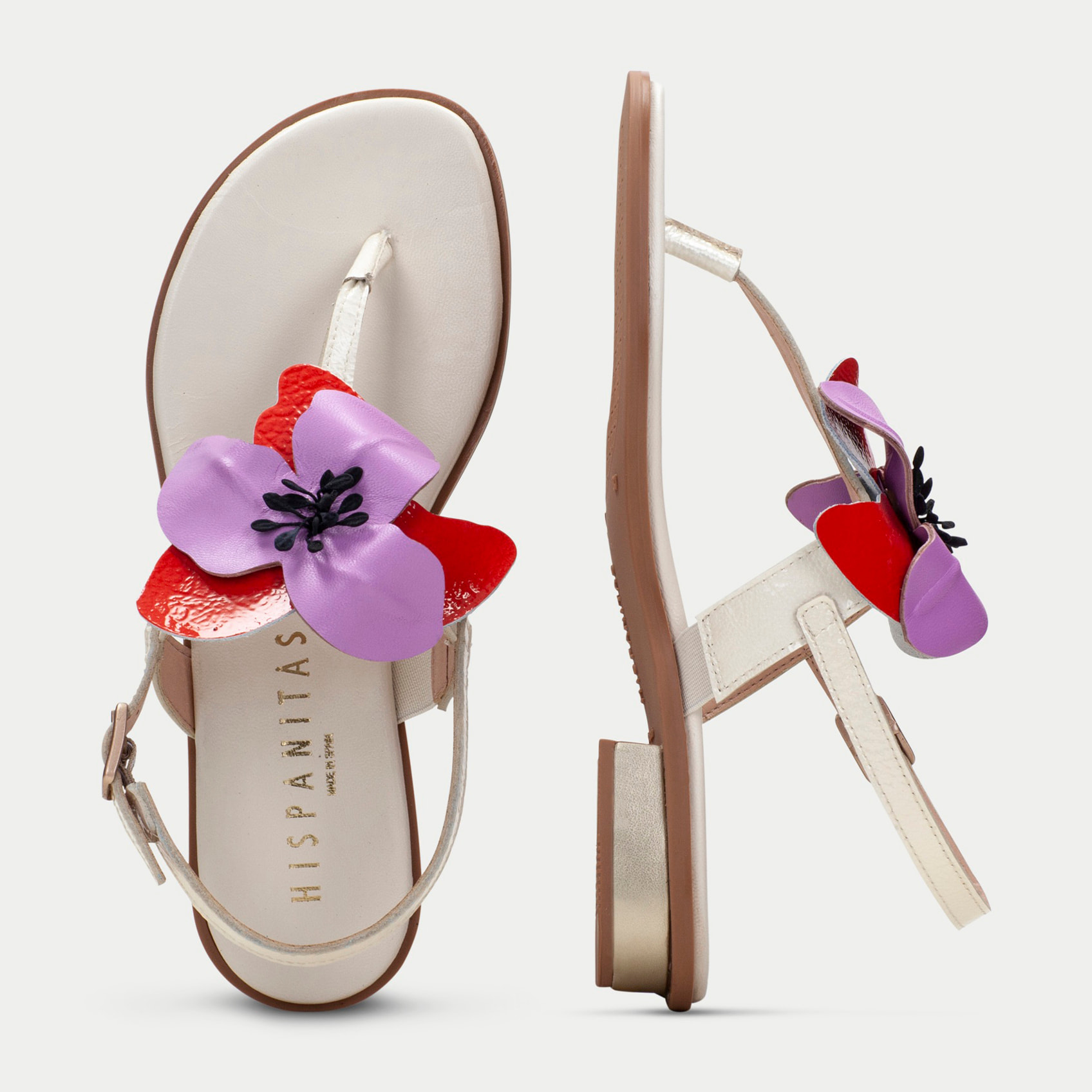 Sandalia Plana Ibiza Crema violet 2,5 cm