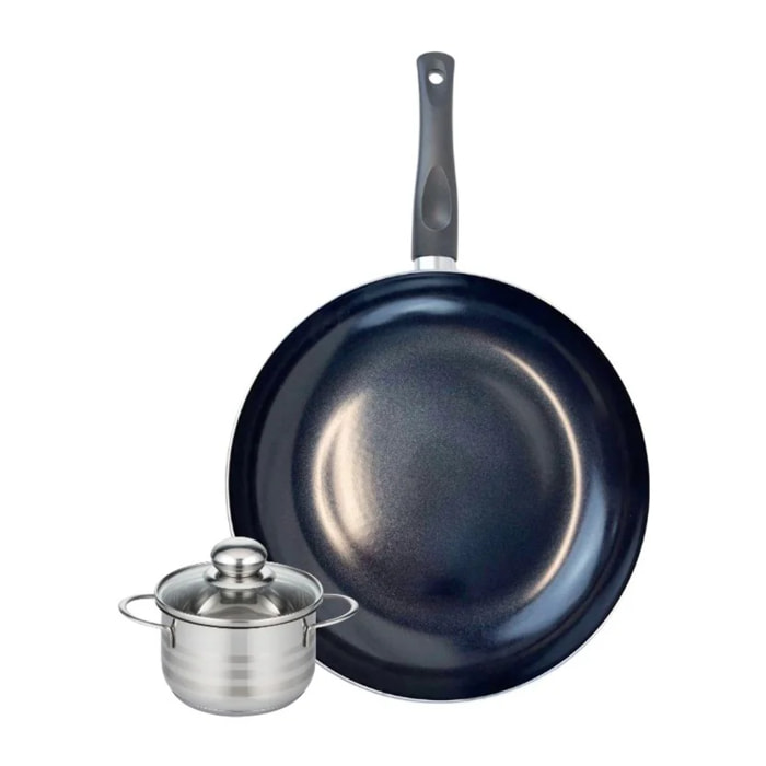 Ensemble de 1 Poêle de cuisson 32 cm et 1 faitout 14 cm Elo Prima Brillant