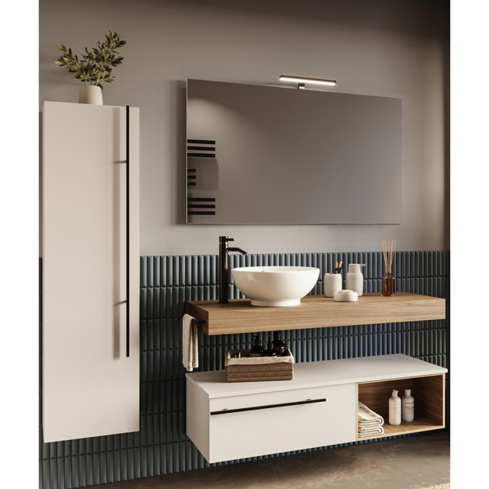 MOBILE DA BAGNO RIFLESSO 120 PORO NOCE E BIANCO LUCE- 9 PEZZI