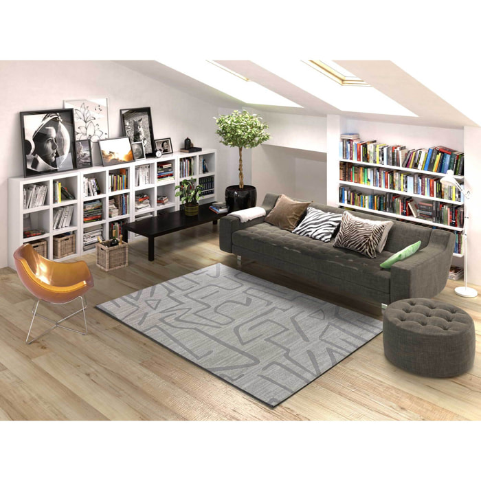 HL-AFRICA Alfombra estilo Ã©tnico de pelo corto en color plata, varias medidas disponibles