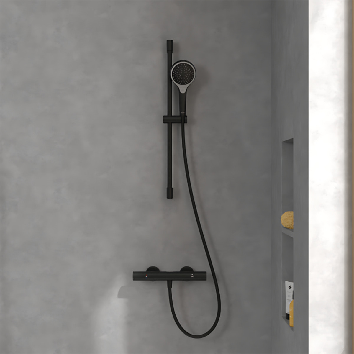 Mitigeur douche thermostatique VILLEROY ET BOCH Universal rond + Ensemble de douche Verve Showers 3 jets