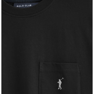 Camiseta negra con bolsillo y bordado Rigby Go