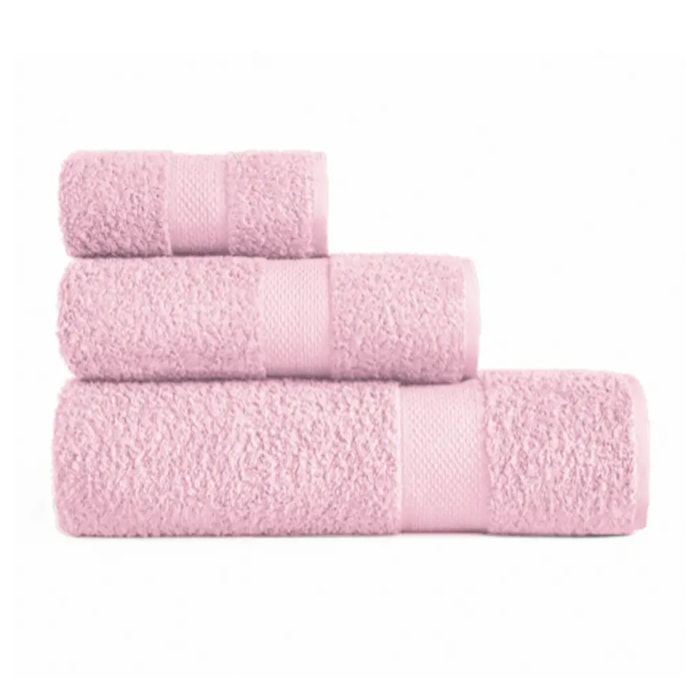 Set 3 asciugamano spugna cotone 100% Made in Italy. Ospite + Salvietta + Telo. Colore ROSA