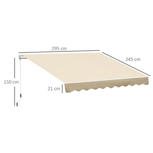 Toldo Manual Retráctil Plegable con Manivela 295x245cm para Balcón Terraza Beige