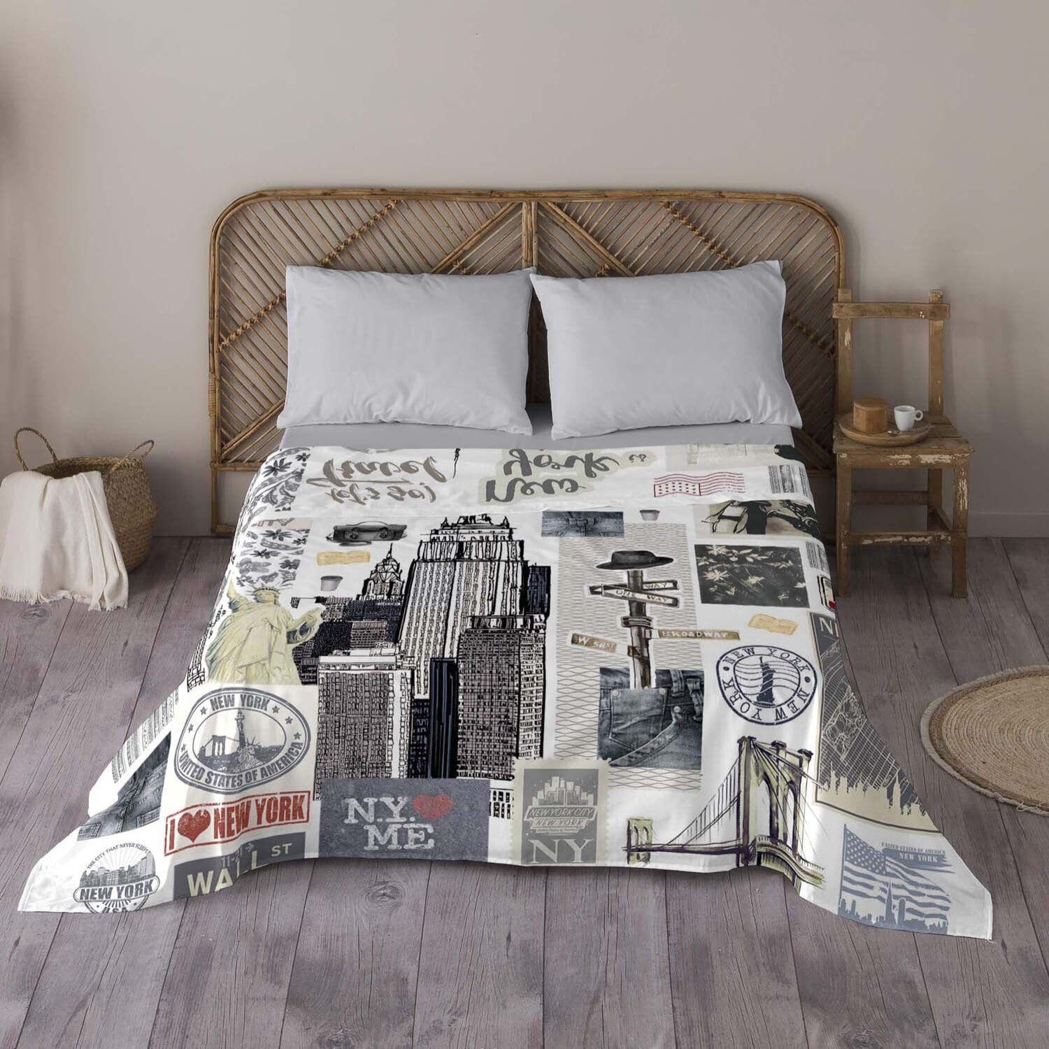 Naturals - Juego de Sábanas Estampadas - Incluye 1 o 2 Fundas de Almohada + 1 Sábana Bajera - 100% Algodón - Ny Travel