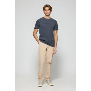 Maglietta Apolo tinta in capo blu marino con logo Polo Club vellutato