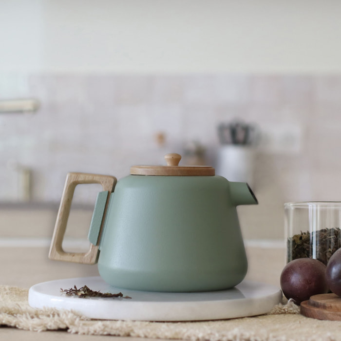 Théière en fonte céladon avec couvercle en bois 500ml VIGGO