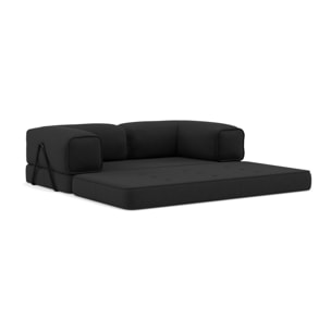 Poppy - canapé 3 places convertible en velours côtelé - Noir