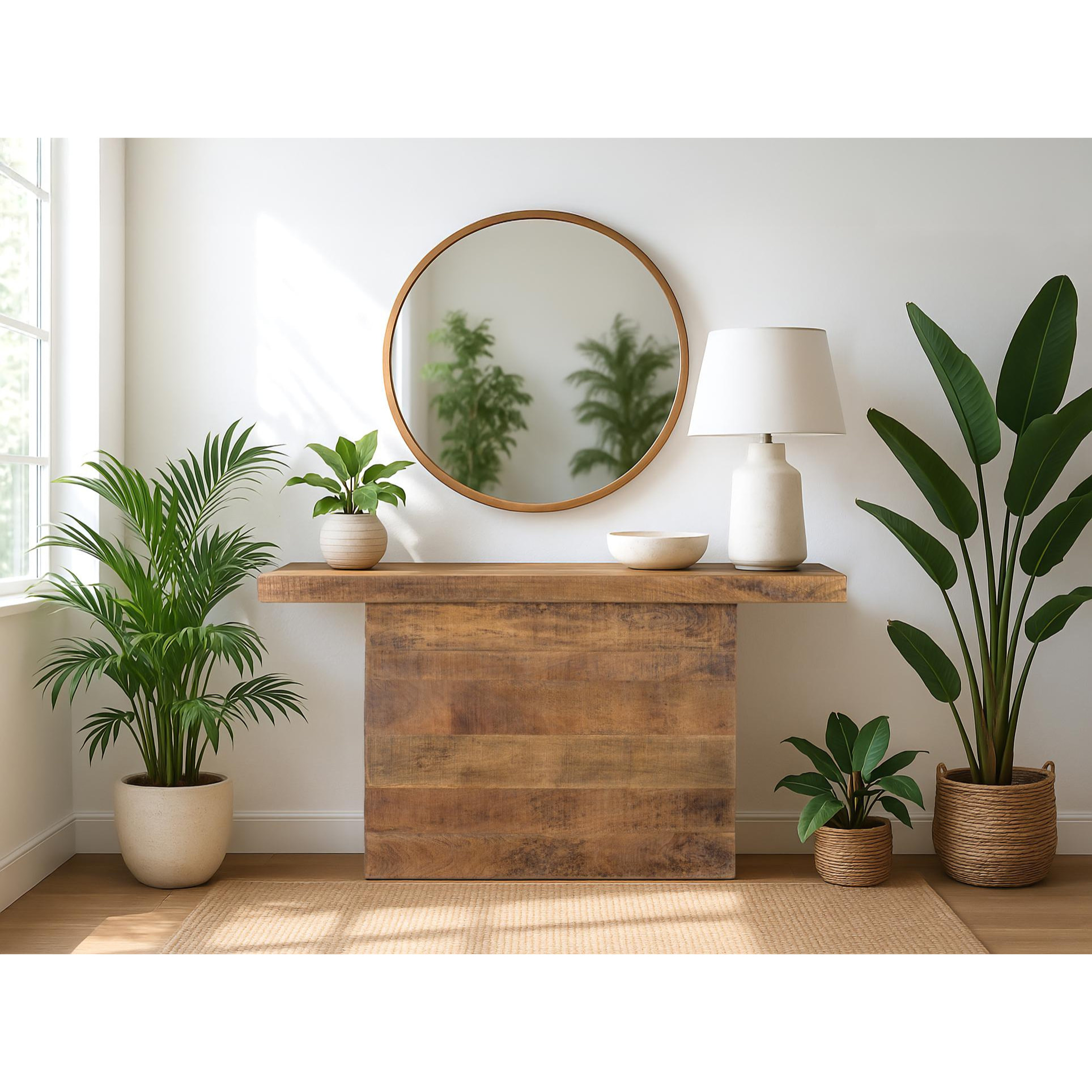 Consola de Madera de Mango 140 Cm Estilo Rústico Moderno