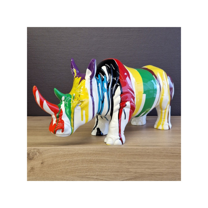 Statuette rhinocéros multicolore en résine H24cm - RHINO POP 2