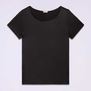 Oltre - Camiseta de raso mezcla de viscosa - Negro