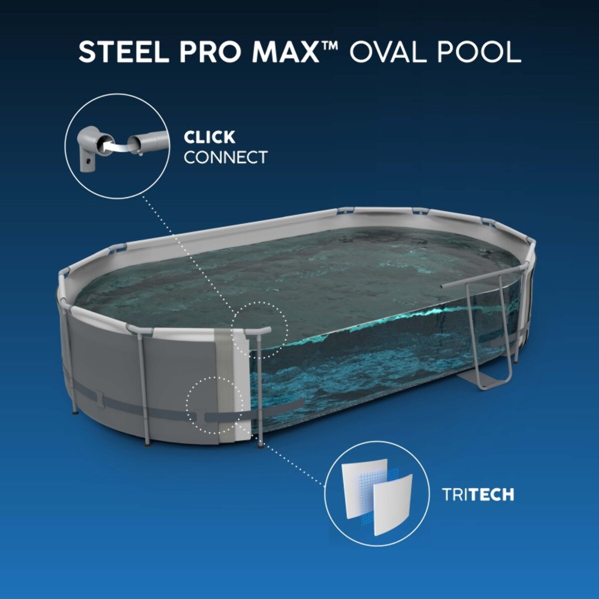 Bestway Piscine hors sol tubulaire ovale Bestway Steel Pro Max 427 x 250 x 100 cm gris clair sans accessoires