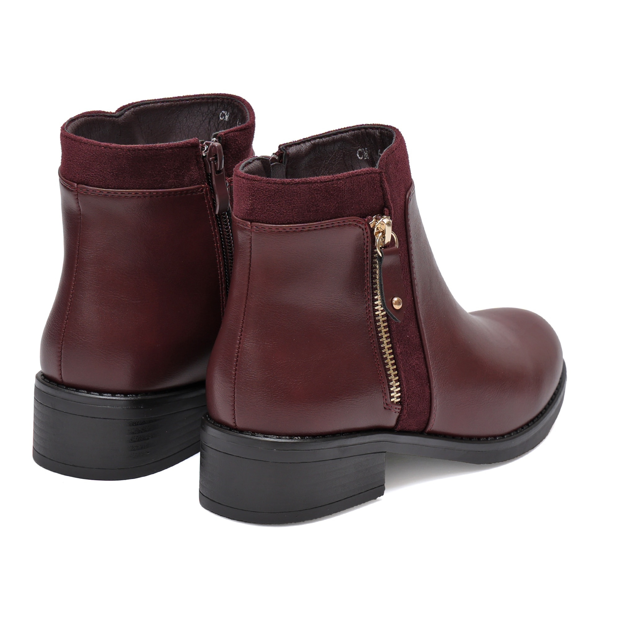 Stivaletti in simil pelle con lampo dorata