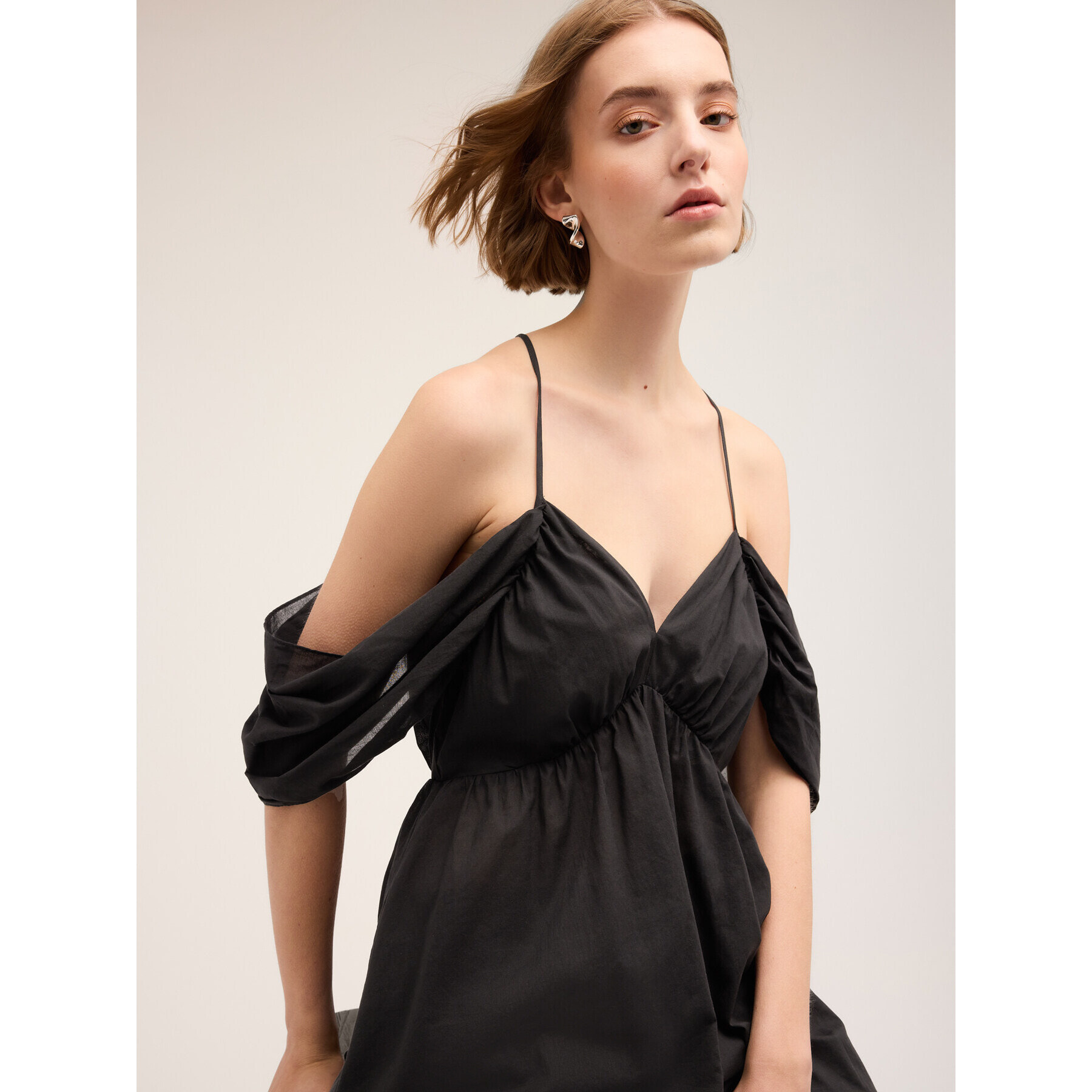 Motivi - Top off-shoulder in cotone - Nero