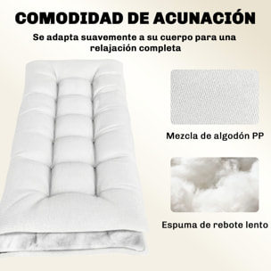 Cojín para Banco Exterior, Cojín para Banco y Tumbona de Jardín con Correas de Sujeción, Protección UV50+, Rebote Lento, para Interior y Exterior, 198x65x13 cm, Crema