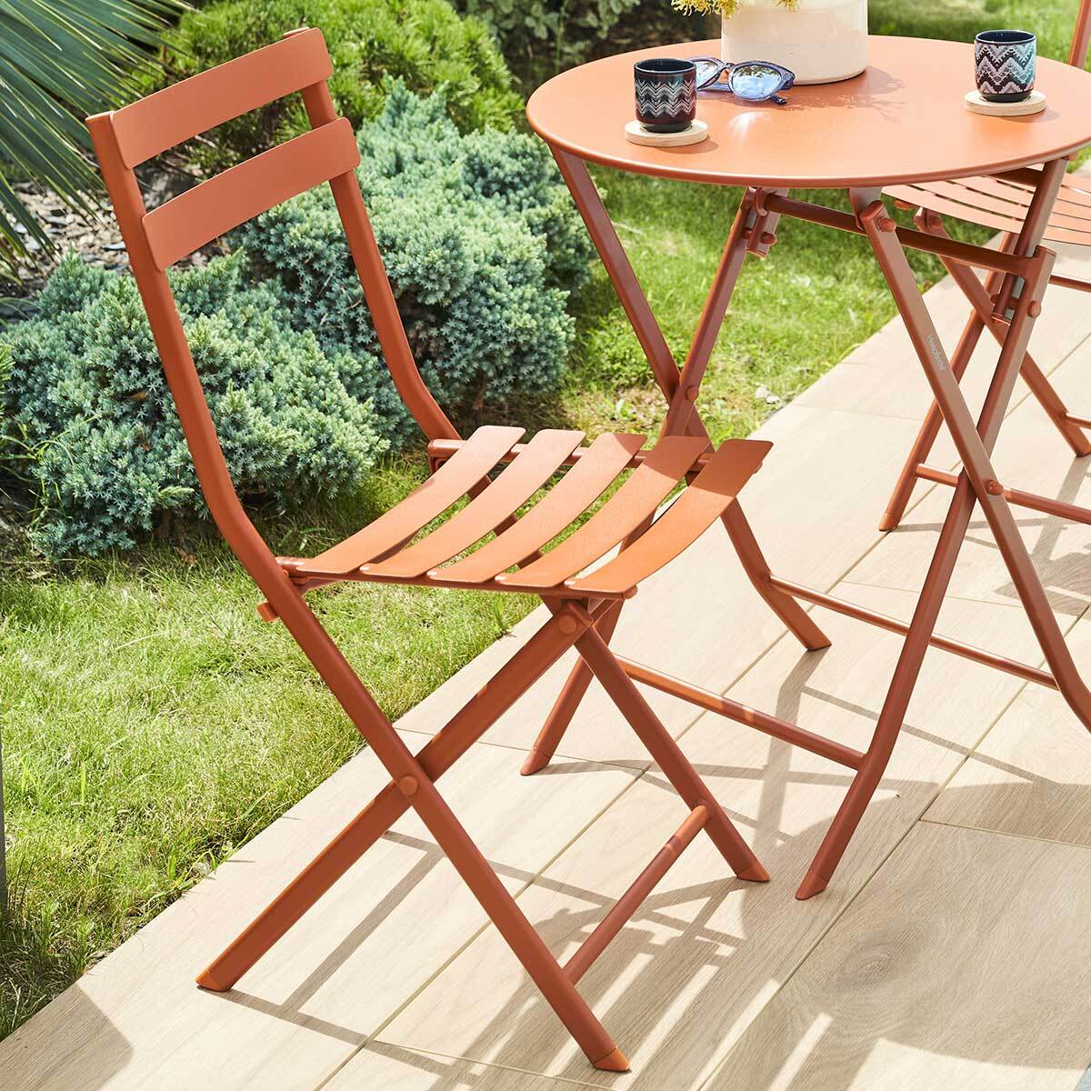 Chaise de jardin pliante "Greensboro" ambre en acier traité époxy