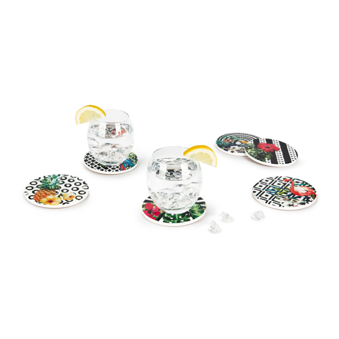 Set 6 sottobicchieri Excelsa – Tropical Chic, Dolomite Multicolore