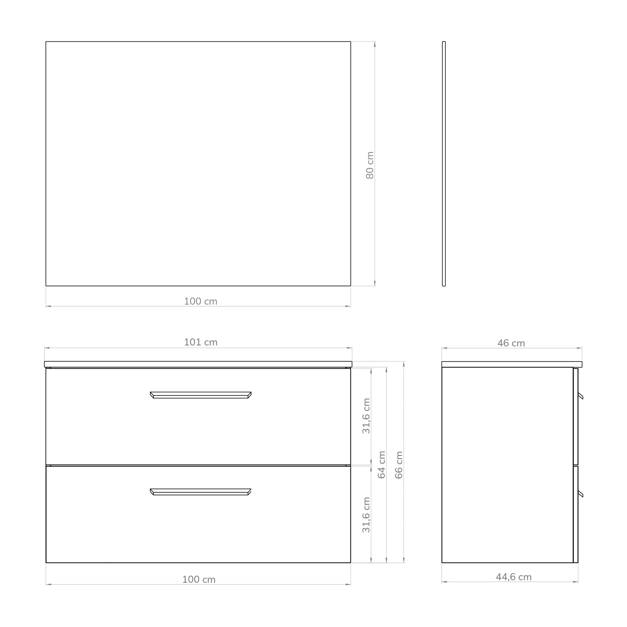 Ensemble de salle de bain MELODY 2C, Alday, 100 cm, Anthracite