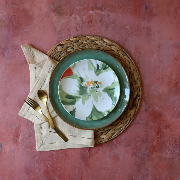 Lot de 6 assiettes à dessert en porcelaine floral 21cm FLORALUX