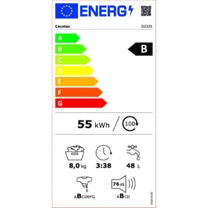 Cecotec Lavadora 8 Kg Carga Frontal Bolero DressCode 8400 Inverter. 1400 rpm 200