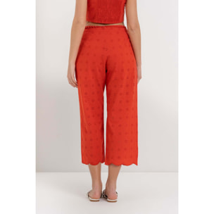 Kocca - Pantaloni ampi a vita alta in cotone traforato Donna