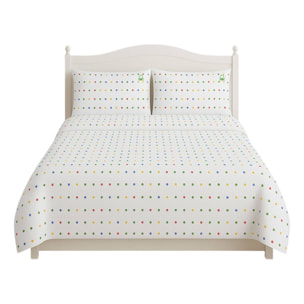 Set 3pc cama (sábana bajera 140x200+30cm + sábana encimera 240x240cm + funda almohada 45x115cm) rainbow benetton 70%algodón + 30% poliéster