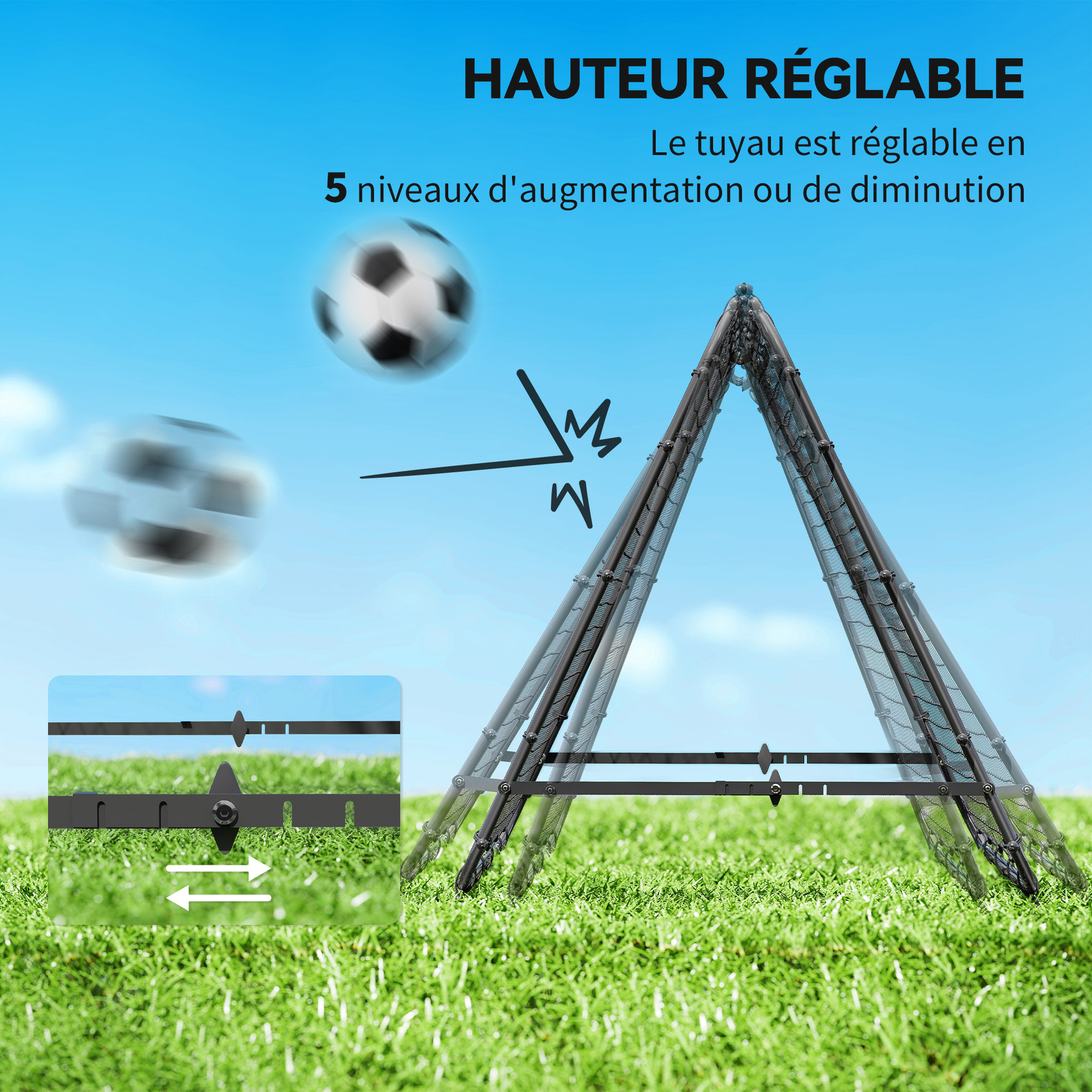 Filet de rebond double face 91 x 91 cm, pliable, rebondisseur pour entraînement football, réglable dans 5 angles, structure en acier, noir