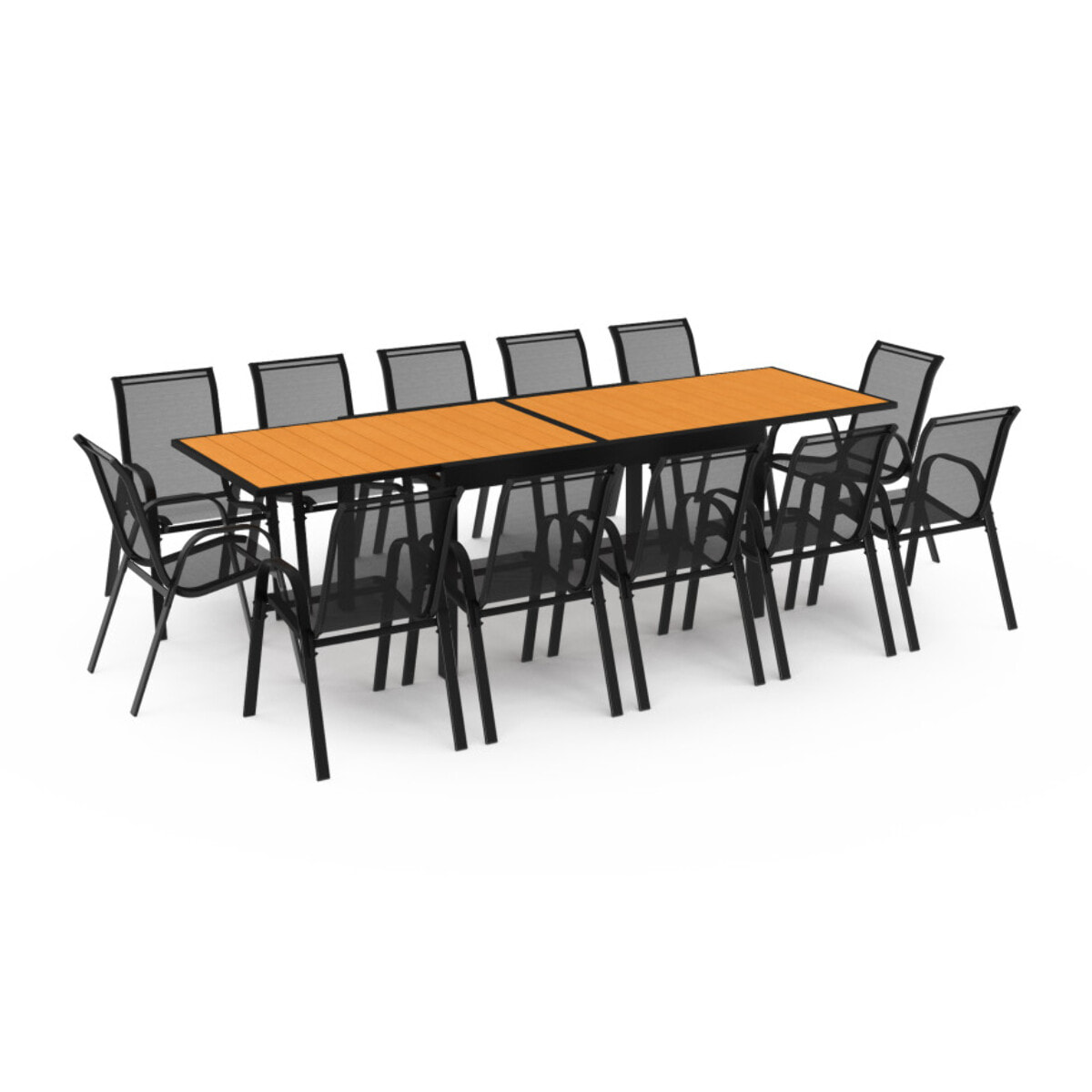 Ensemble repas extensible 12 places polywood noir et bois