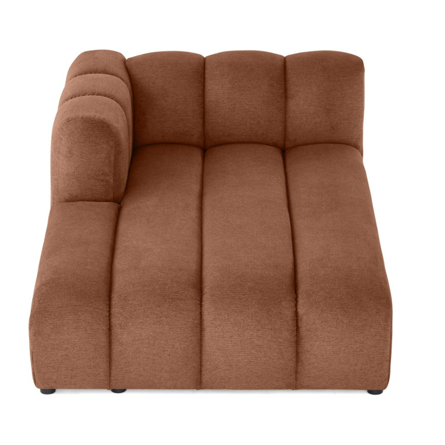 Debbie - module d'assise méridienne gauche en tissu texturé - Terracotta