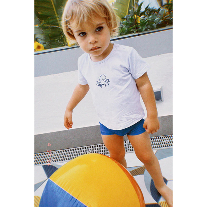 Set baby composto da costume boxer e maglietta bianca polipo