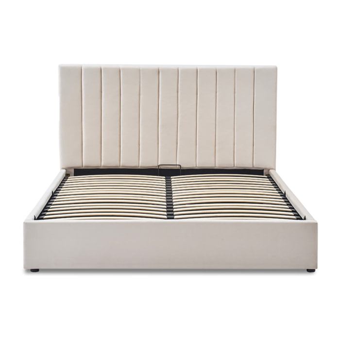 Lit coffre Giulia velours beige 2 places