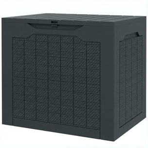 Coffre de jardin 93L dim. 56 x 41 x 50 cm effet rotin et bois anthracite