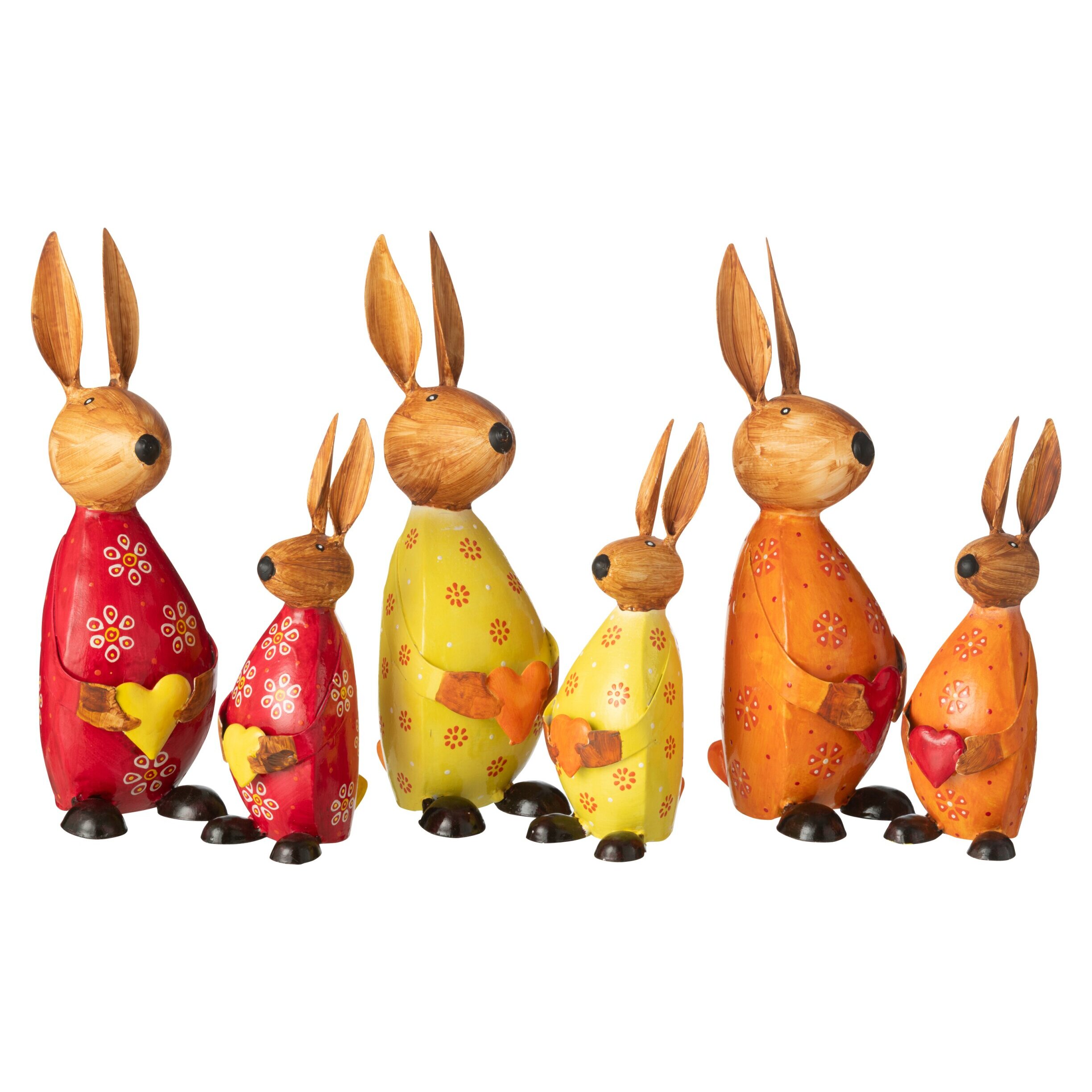 J-Line figurine Lapin Tenant Coeur - fer - mix - large - 3 pièces