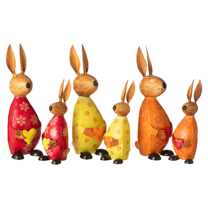 J-Line figurine Lapin Tenant Coeur - fer - mix - large - 3 pièces