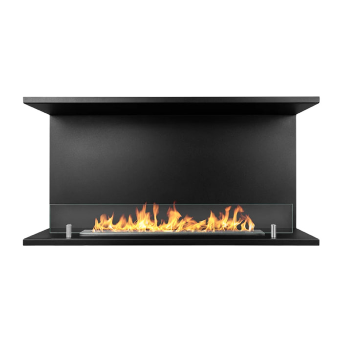 Trevi 90 - Camino a Bioetanolo da Incasso Trifacciale 90x45x24,5 cm con Bruciatore 1,5lt in Acciaio