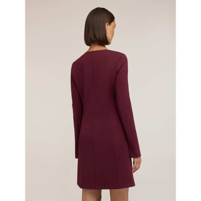 Motivi - Vestido evasé en punto Milano - Burgundy